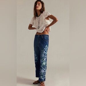 Free People We The Free Willow Floral Embroidered Jeans